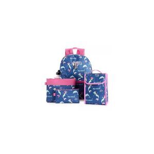 **HOST PICK**  NEW MERMAID & DOLPHIN Girls Print Backpack 6-Piece Set